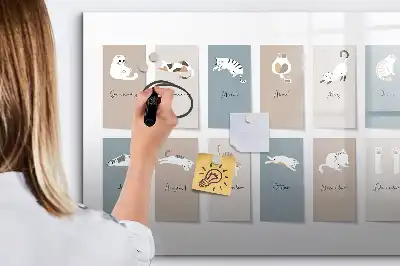 Lavagna magnetica per disegnare con calendario a tema gatti