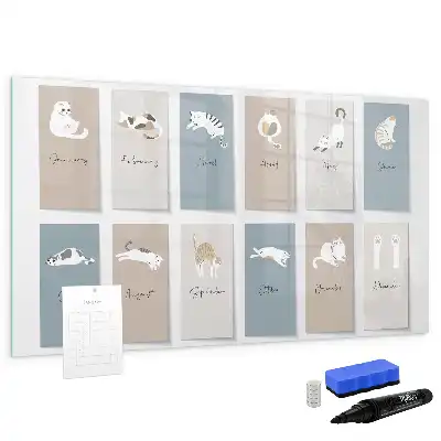 Lavagna magnetica per disegnare con calendario a tema gatti