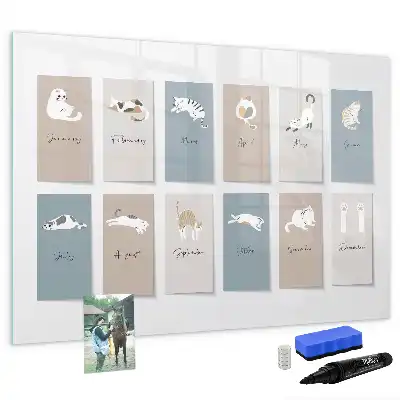 Lavagna magnetica per disegnare con calendario a tema gatti