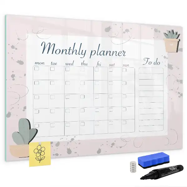 Lavagna magnetica per scrivere pianificatore del mese
