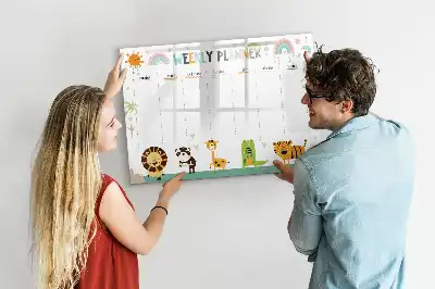 Lavagna magnetica per scrivere pianificatore settimanale con animali