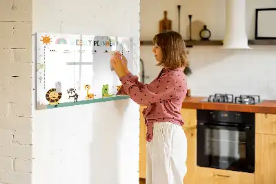 Lavagna magnetica per scrivere pianificatore settimanale con animali