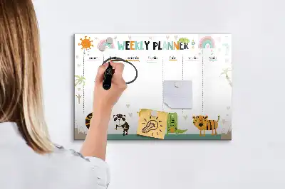Lavagna magnetica per scrivere pianificatore settimanale con animali