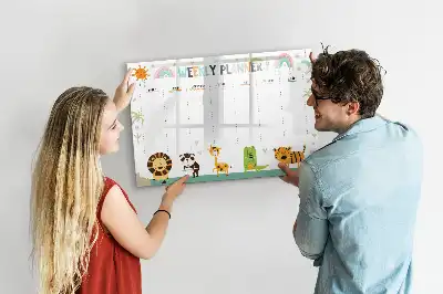 Lavagna magnetica per scrivere pianificatore settimanale con animali