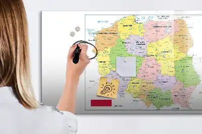 Lavagna magnetica con mappa della Polonia da disegnare
