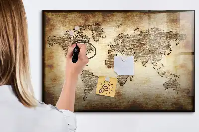 Lavagna magnetica con design a vecchia mappa del mondo per disegnare