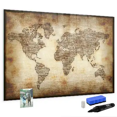 Lavagna magnetica con design a vecchia mappa del mondo per disegnare