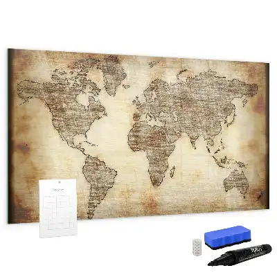 Lavagna magnetica con design a vecchia mappa del mondo per disegnare