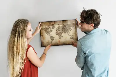 Lavagna magnetica con design a vecchia mappa del mondo per disegnare