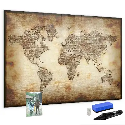 Lavagna magnetica con design a vecchia mappa del mondo per disegnare