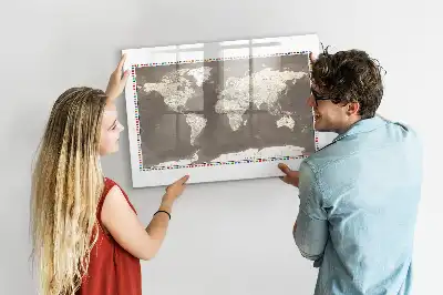 Lavagna magnetica mappa del mondo di colore marrone