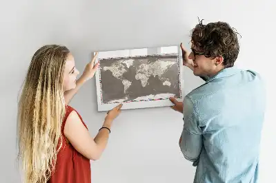 Lavagna magnetica mappa del mondo di colore marrone