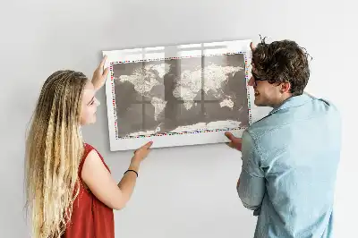 Lavagna magnetica mappa del mondo di colore marrone