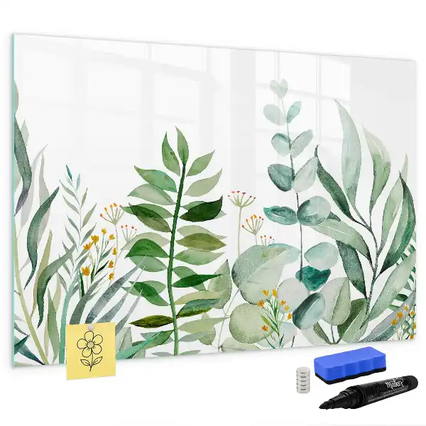 Lavagna magnetica decorata con foglie ad acquerello