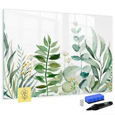 Lavagna magnetica decorata con foglie ad acquerello