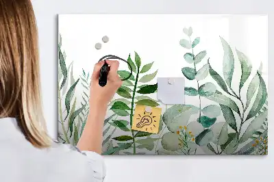 Lavagna magnetica decorata con foglie ad acquerello