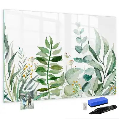 Lavagna magnetica decorata con foglie ad acquerello