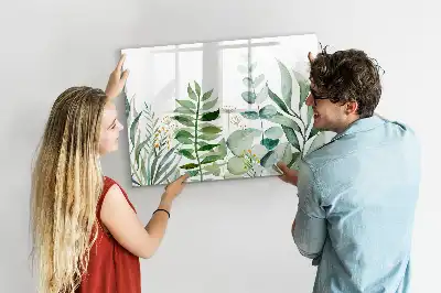Lavagna magnetica decorata con foglie ad acquerello