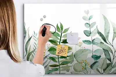 Lavagna magnetica decorata con foglie ad acquerello