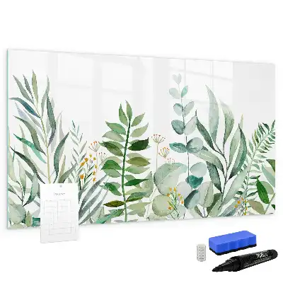 Lavagna magnetica decorata con foglie ad acquerello