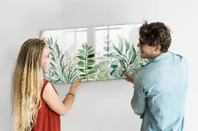 Lavagna magnetica decorata con foglie ad acquerello