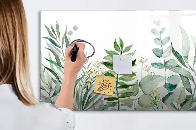 Lavagna magnetica decorata con foglie ad acquerello