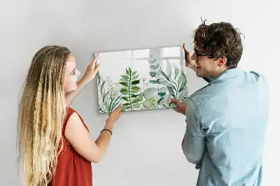 Lavagna magnetica decorata con foglie ad acquerello