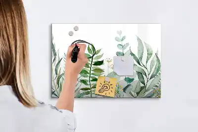 Lavagna magnetica decorata con foglie ad acquerello