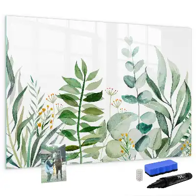 Lavagna magnetica decorata con foglie ad acquerello