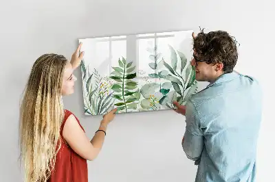 Lavagna magnetica decorata con foglie ad acquerello