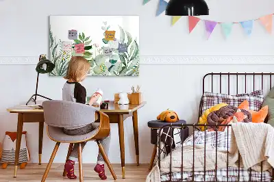 Lavagna magnetica decorata con foglie ad acquerello