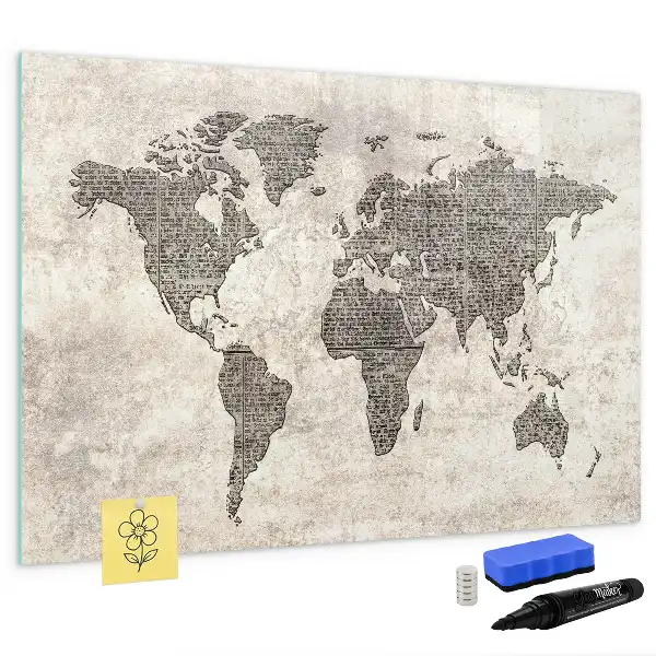 Lavagna magnetica da disegno mappa del mondo