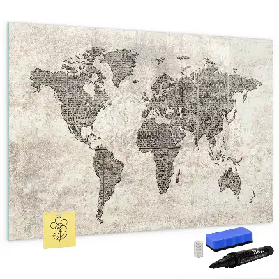 Lavagna magnetica da disegno mappa del mondo