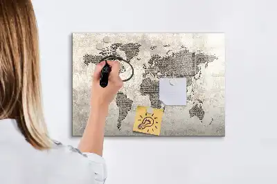 Lavagna magnetica da disegno mappa del mondo