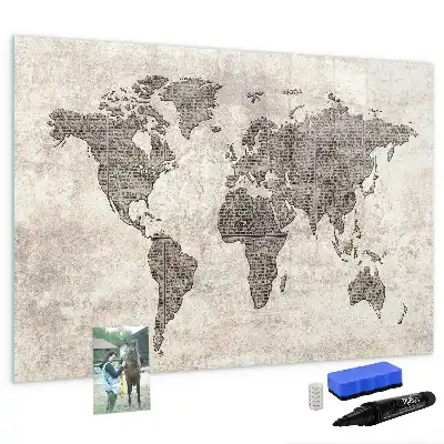 Lavagna magnetica da disegno mappa del mondo
