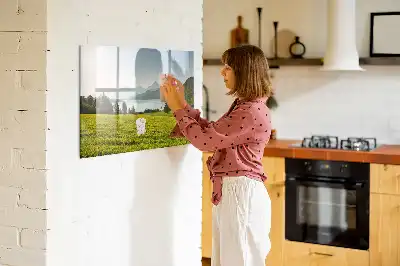 Lavagna magnetica per disegnare tema montagne e pianura