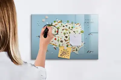 Lavagna magnetica per bambini con mappa illustrata degli animali della Polonia