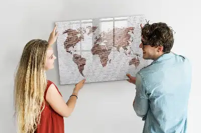 Lavagna magnetica da parete mappa del mondo su mattoni