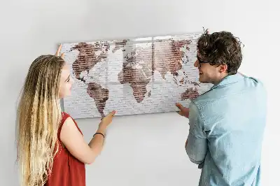 Lavagna magnetica da parete mappa del mondo su mattoni