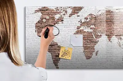 Lavagna magnetica da parete mappa del mondo su mattoni