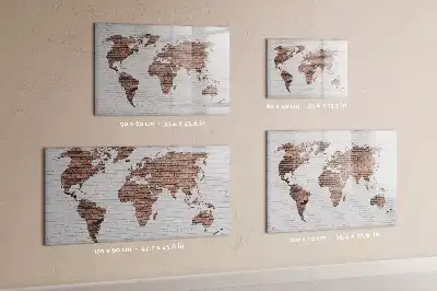 Lavagna magnetica da parete mappa del mondo su mattoni