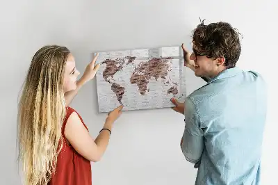 Lavagna magnetica da parete mappa del mondo su mattoni