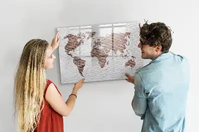 Lavagna magnetica da parete mappa del mondo su mattoni