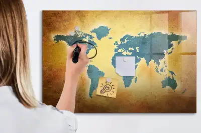 Lavagna magnetica per disegnare tema vecchia mappa del mondo