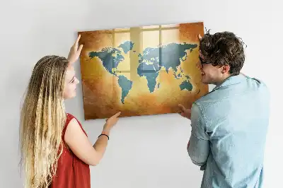 Lavagna magnetica per disegnare tema vecchia mappa del mondo