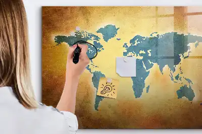 Lavagna magnetica per disegnare tema vecchia mappa del mondo