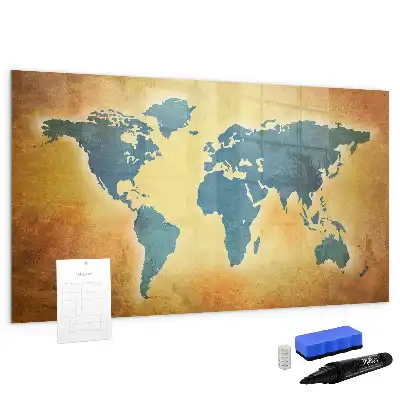 Lavagna magnetica per disegnare tema vecchia mappa del mondo