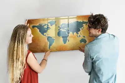 Lavagna magnetica per disegnare tema vecchia mappa del mondo