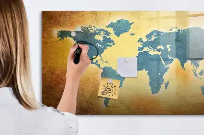 Lavagna magnetica per disegnare tema vecchia mappa del mondo