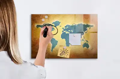 Lavagna magnetica per disegnare tema vecchia mappa del mondo